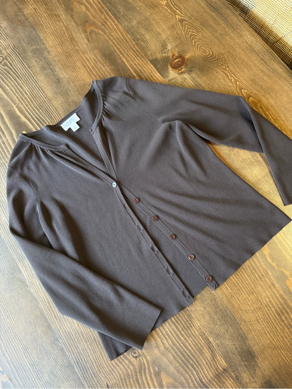 Loft Button Front Brown Cardigan